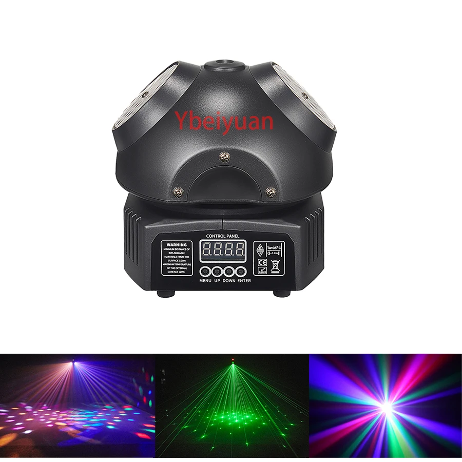 Disco LED kaleidoscope strobe +Green Laser Rotating Stage Light DMX 512 Dynamic Effect Christmas Wedding Party Bar Club