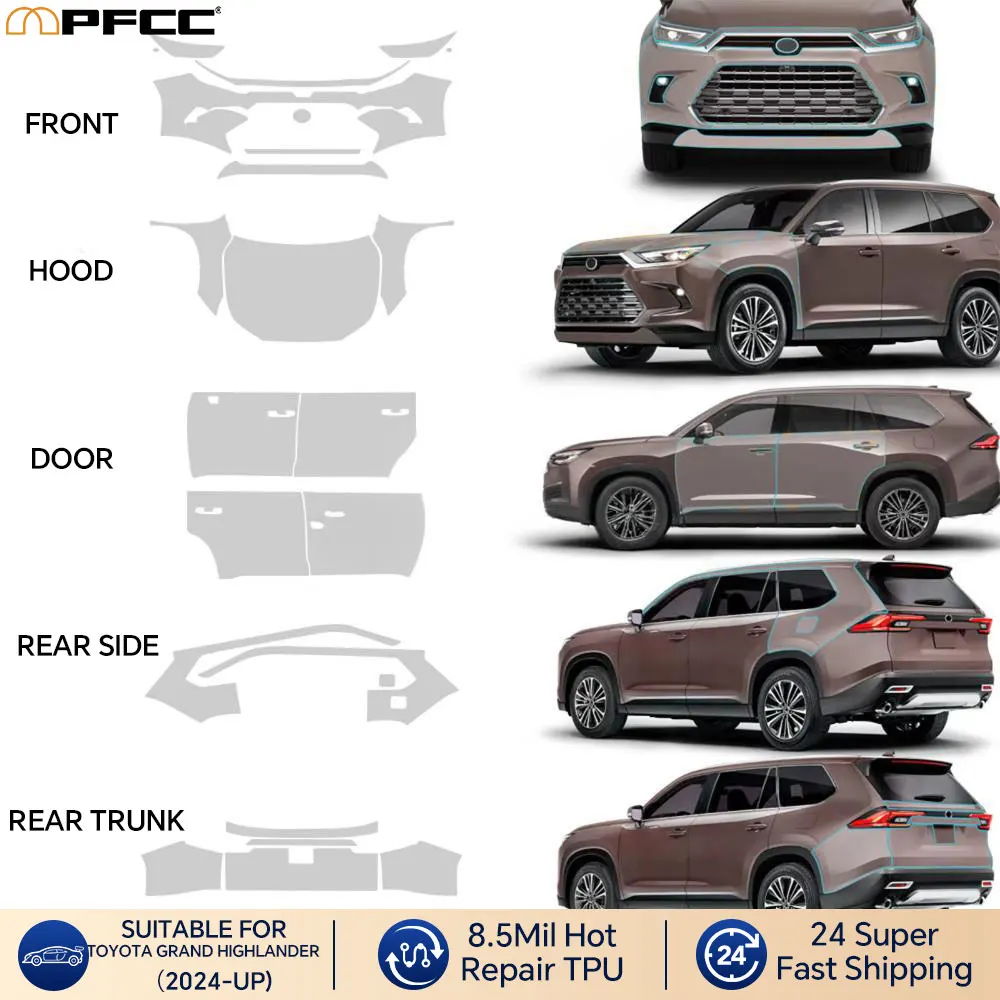 

Предварительно вырезанная наклейка для кузова автомобиля Toyota Grand Highlander 2025 PPF, защитная пленка для краски, PPF, прозрачная защита от царапин, автомобильные аксессуары