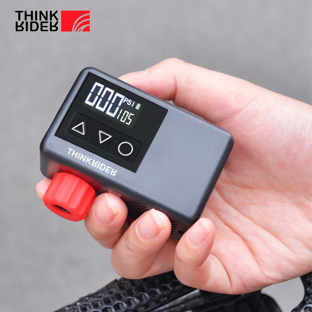 ThinkRider 120 PSI Portable Pocket Bike Electric Air Pump MINI  Tire Inflator For Bicycle Digital Gauge Display