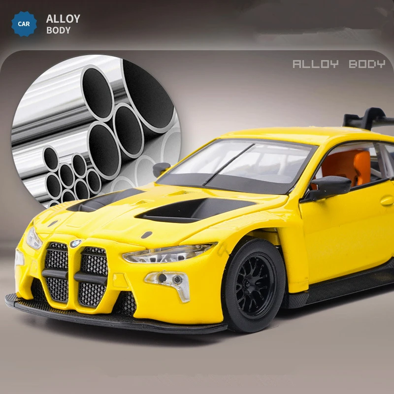 نموذج سيارة رياضية من السبائك ، 1:32 BMW M4 GT3 ، مسار معدني Diecast ، نموذج سيارة سباق ، محاكاة عالية ، ألعاب صوت وإضاءة ، هدية