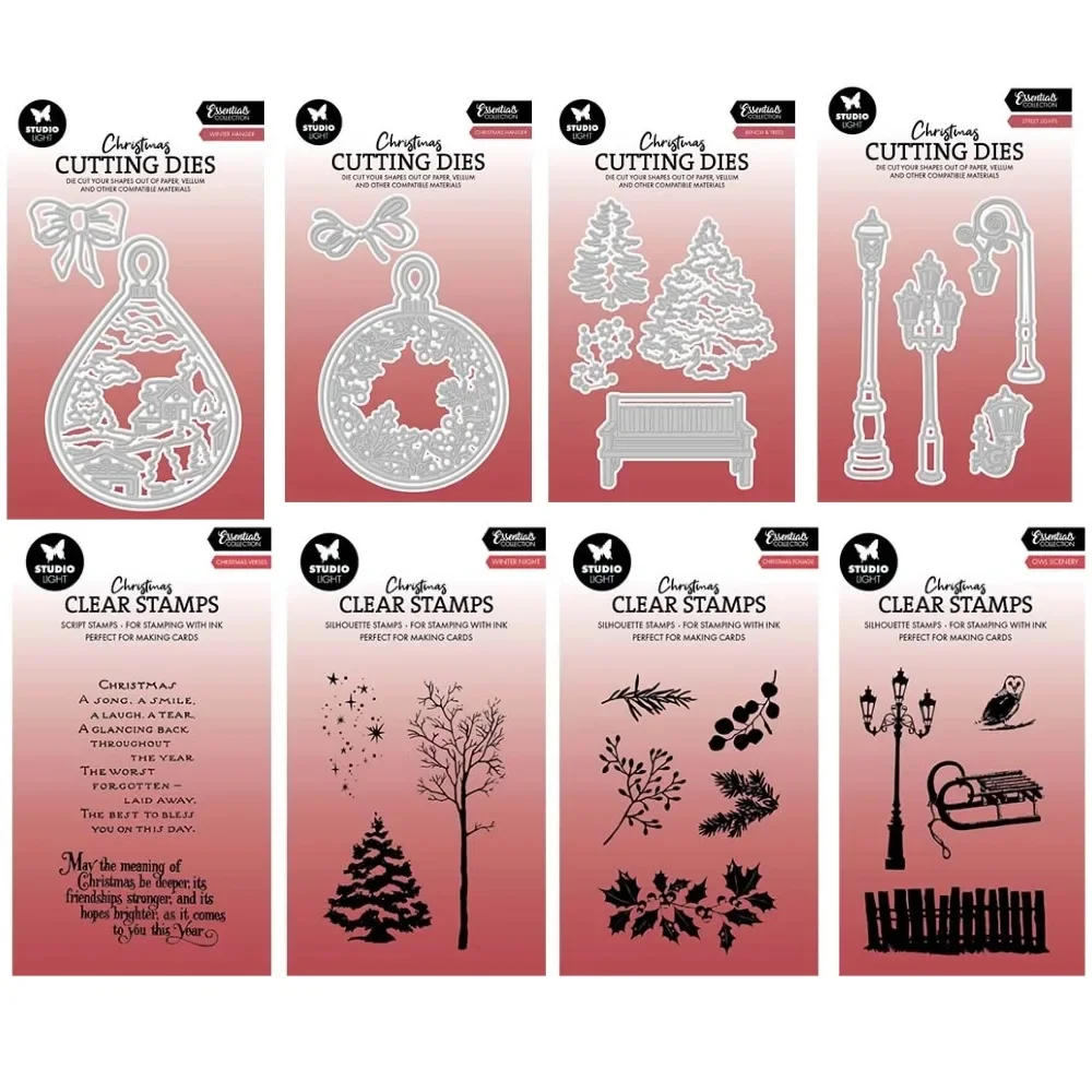 Christmas Night Scenery Stamps And Dies Scrapbook Diary Decoration Bird Tree Stencil Embossing Template DIY Greeting Card
