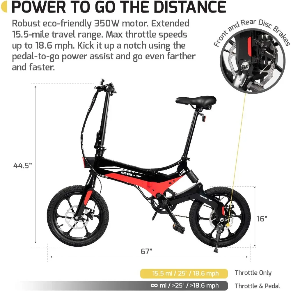 Elite Folding Electric Bike with Removable Battery and Rear Suspension