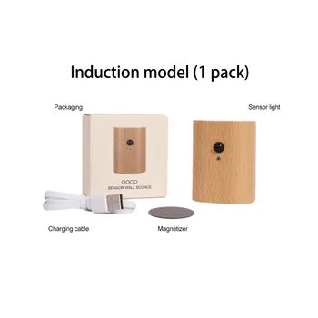 Holz Motion Sensor Nacht Lichter USB Aufladbare Drahtlose LED Induktion Wand Lampe Küche Korridor Treppen Licht Hause Versorgung