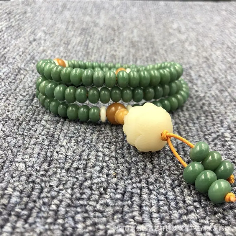 Design108Green Bodhi Root Apple Orchard Bracelet Yin Skin Green Bodhi Root Lotus Pendant