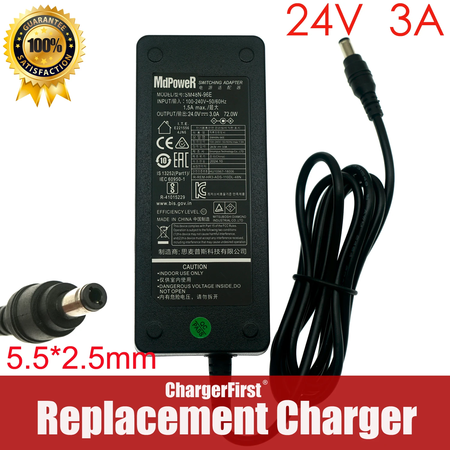 New 24V 3A Replacement AC Power Adapter For Harman/Kardon /JBL Speaker 24V 2.7A TNUA2402703 Power Supply Charger Adaptor