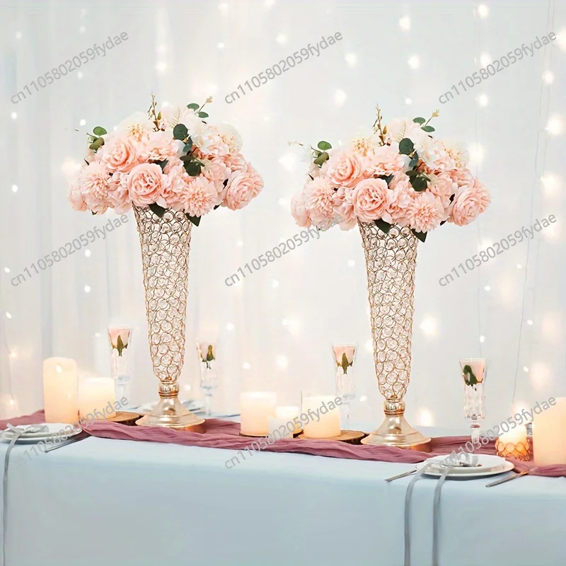 2 Crystal Vases, 20 Inches High, For Use In The Center Of Dining Tables, Wedding Anniversaries, Birthdays, And Home Decor