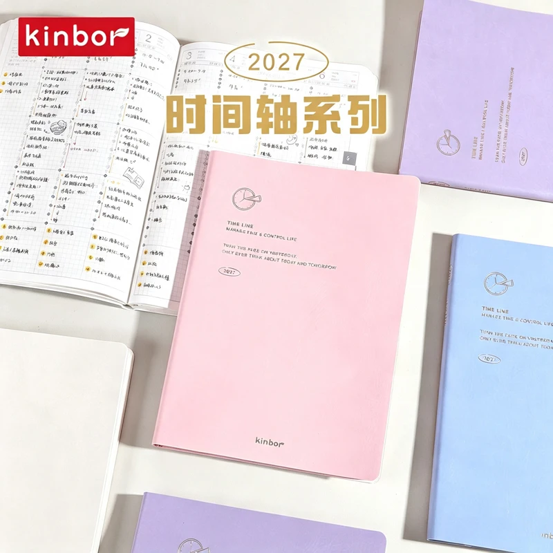 Image of Kinbor 2027 Zeitplan/8-Teiliger A5-Planer, Wochenplaner zur Zeitmanagement-Organisation, Softcover-Notizbuch für tägliche Büroaufgaben
