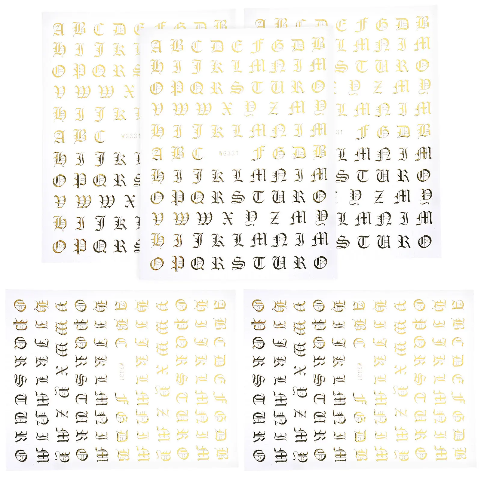 

5 Sheets Alphabet Stickers for Nails Letter Nail Art Decals PVC Waterproof Nail Decorations DIY At Home Manicure Tools