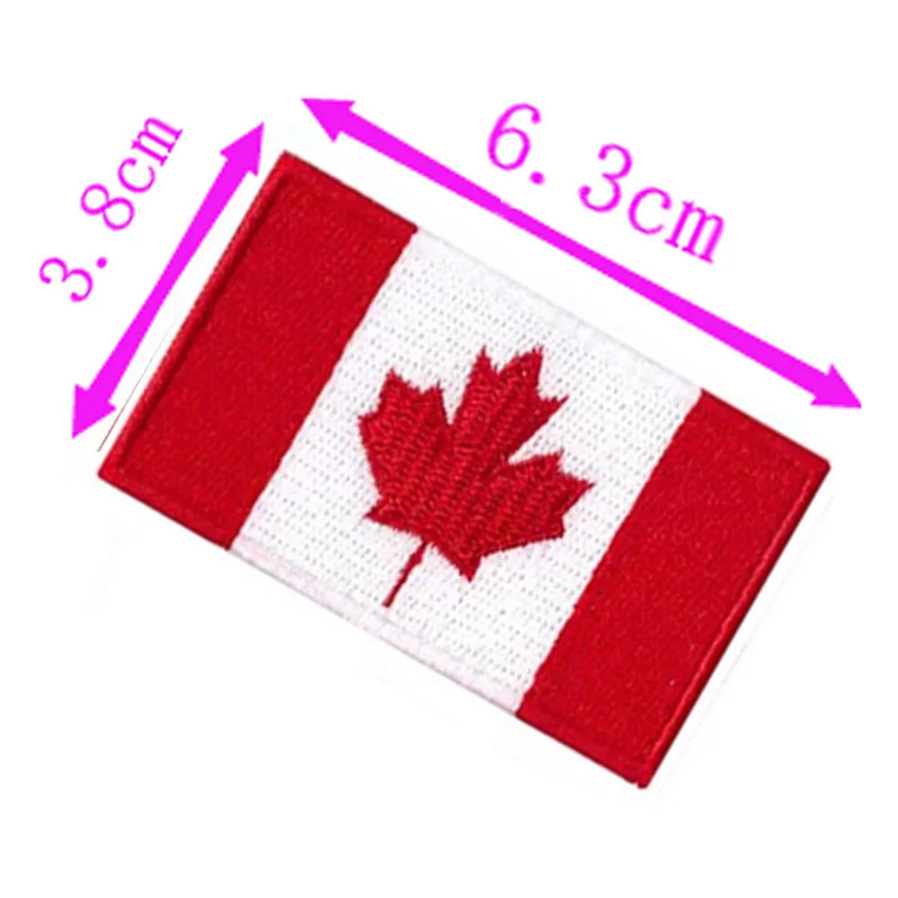 1pc Canada Country Flag Embroidery Patch 6.3cm Wide High Quality Iron On Sew On Backing/Hand Craft/Applique/Hot Cut