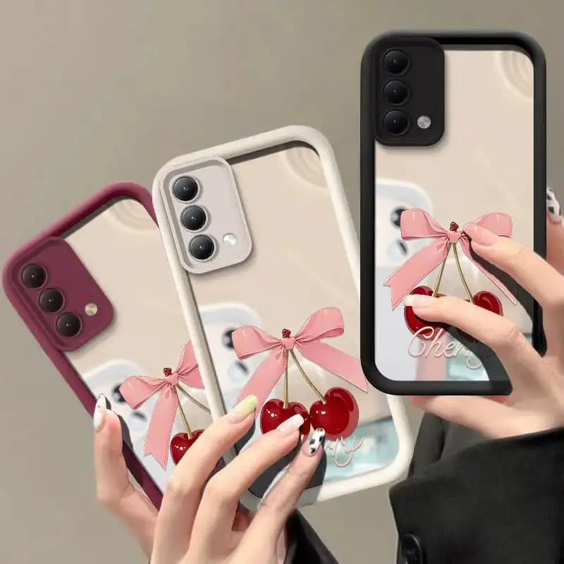 Cherry Phone Case For OPPO A83T A94 4G A98 A96 A95 5G A93 2020 A92 A92S A91 A83 Shockproof Soft Cute Bow Pattern Silcione Cover