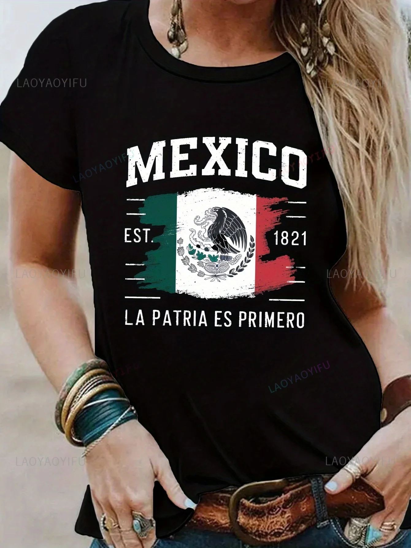 Messico Est 1821 La Patria Es Primero Magliette grafiche Viva Messico Giorno dell'Indipendenza messicana Donna T-shirt in cotone di alta qualità Uomo