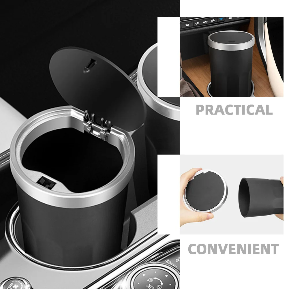 

2Pcs Car Trash Can Leakproof Sturdy Automotive Trash Bin Cup Holder Car Garbage Can Multifunctional Auto Waste Container