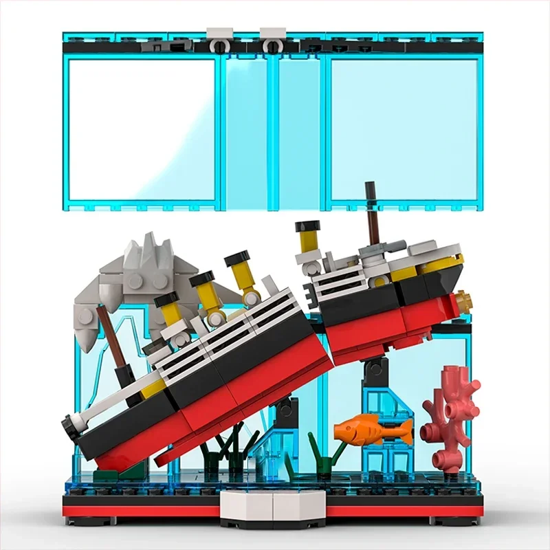 Bootmodel MOC Bouwstenen Scène Gigantisch vrachtschip Zinkende modulaire technologie Geschenken Vakantie Monteer kinderspeelgoed Pak