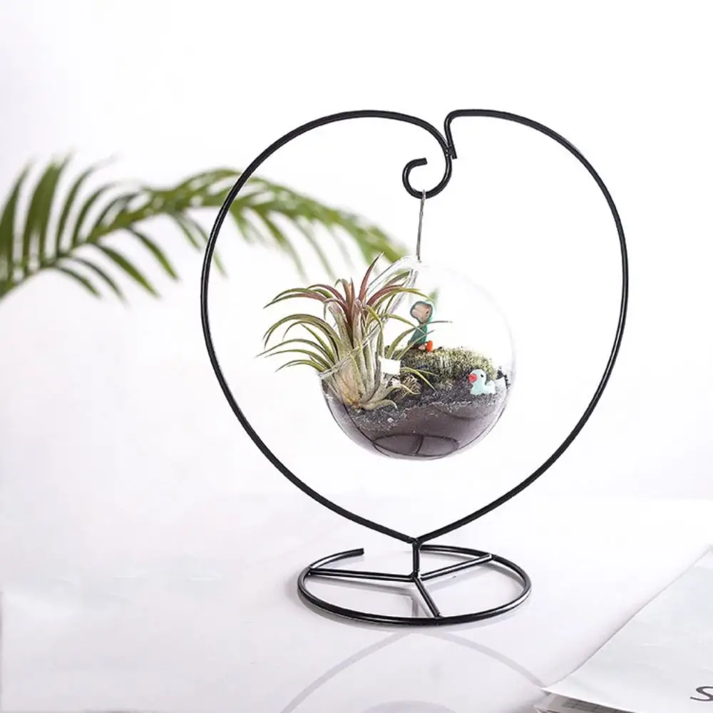 Double Hook Heart-shaped Flower Stand Heart-shaped Simple Iron Display Stand S-shaped Ecological Bottle Stand Micro-landscape