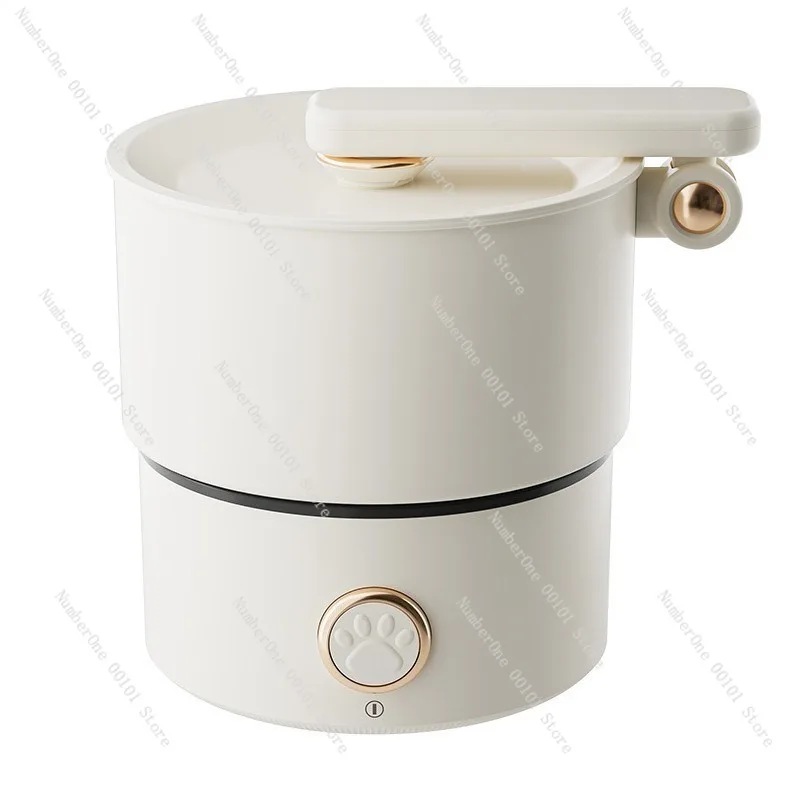 Dual voltage 110V-220V mini electric hot pot, foldable travel cooking pot, portable, compact, suitable for abroad travel,boiling