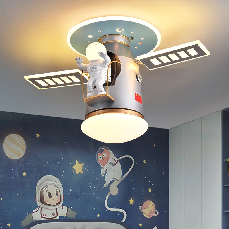 Led silver ceiling lamp for kids room astronaut lamp Cartoon Space LED ceiling lamp for baby room boy ceiling lamp