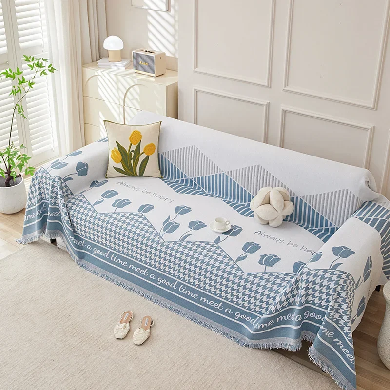 High End Rose Chenier Sofa Cover Cozy Anti-Cat Scratching Couch Towel for Living Room Dustproof Furniture Protection Slipcover