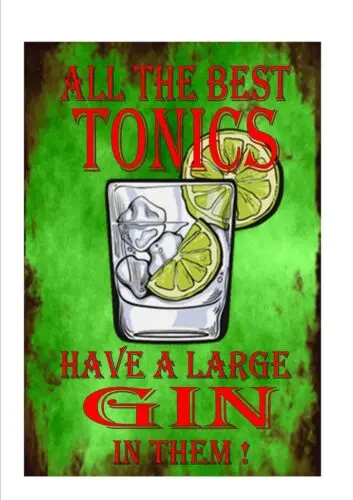 Vintage Poster Fun Novelty Vintage Style Gin & Tonic  Advertising Bar Pub Sign