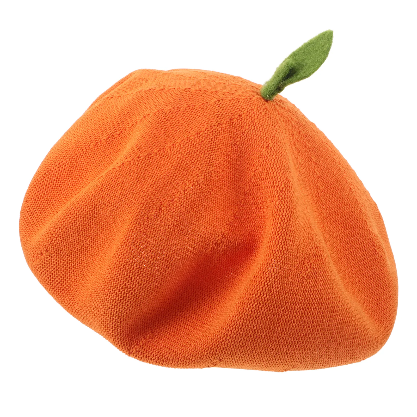 

Orange Beret Hat Japanese Style Leaf Design Women'S French Artist Cap For Spring Autumn Warm Headwear Accessory