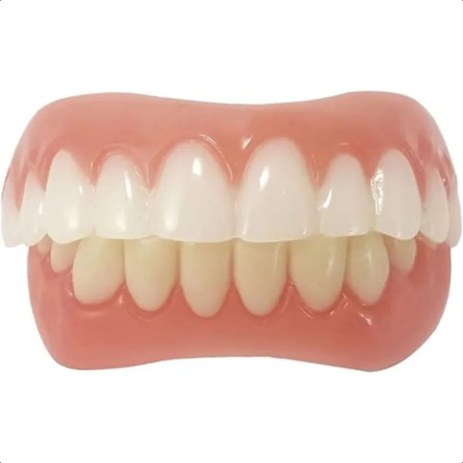 Upper and Lower Veneer Dentures for Women and Men Fake Teeth Natural Shade Fix Your Smile at Home Within Minutes