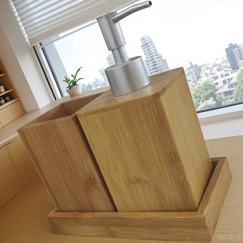 

1Set Modern Bathroom Set Smooth Finish Accessories for Daily Use Includes Dispenser Holder Storage Cup Spa Shower Room Decor