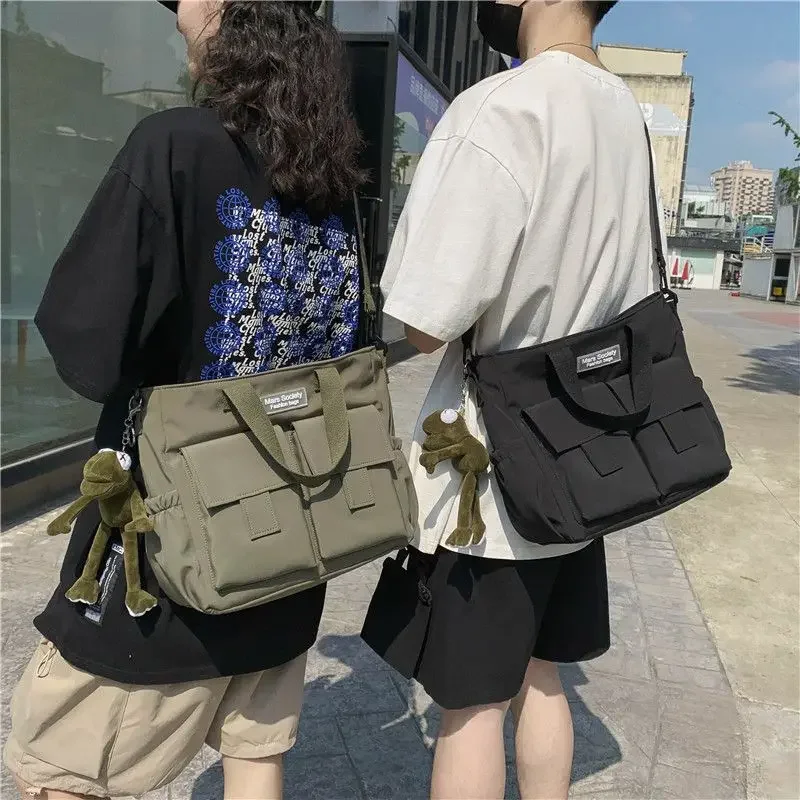 Waterproof Shoulder Bag Women's Multi Pocket Nylon Messenger Bag Preppy Canvas Handbag Women image 6
