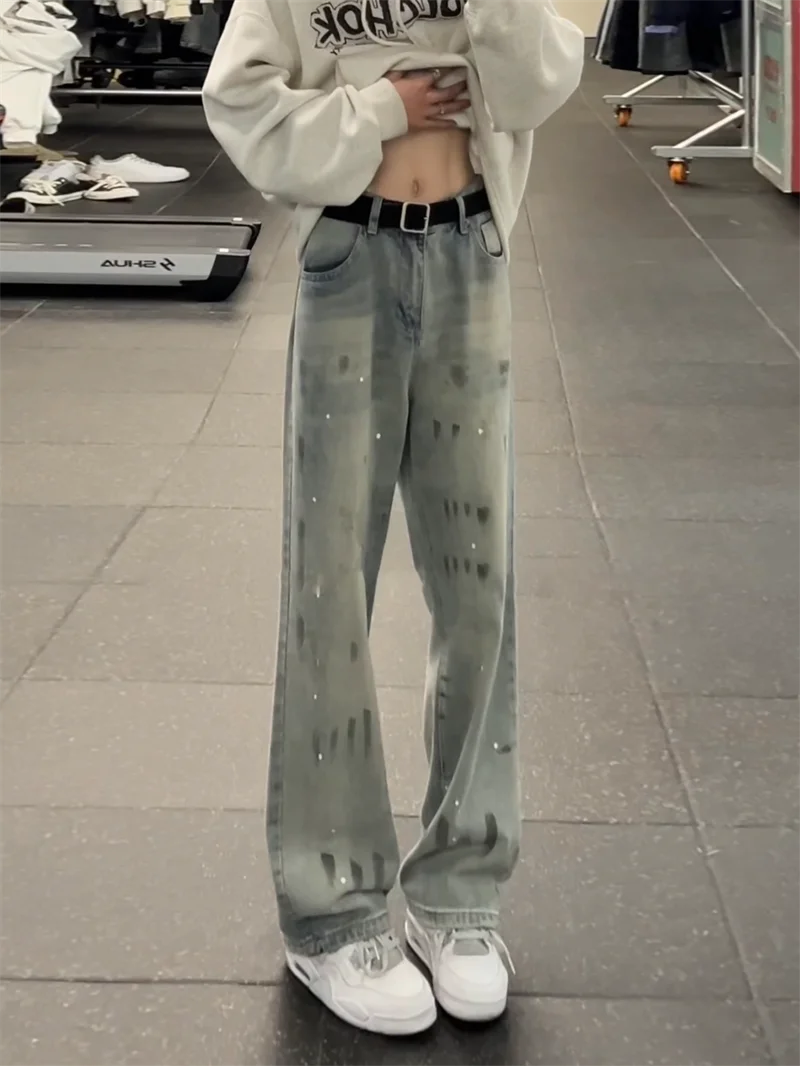 

Мужские джинсы в стиле ретро, широкие брюки свободного кроя, осенне-зимние, повседневные, в стиле стритстайл, модные