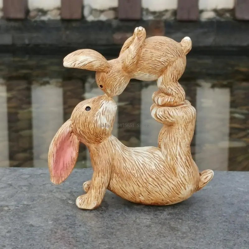 Artistic Kiss Rabbit Sculpture With Detailed Design Perfect For Easter Celebration Decors Adding Festival Fun