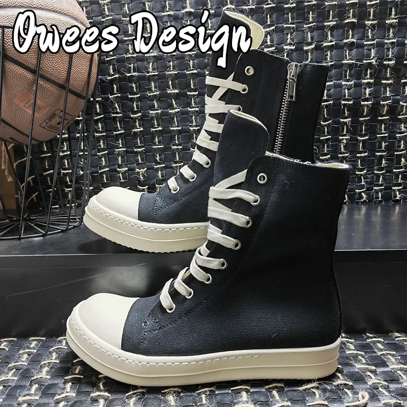 Owees Design Brand Shoes Men Sneaker High-top Platform Canvas Sneakers Women Sping Autumn Fashion Trend Ankle Boots Plus Size 47