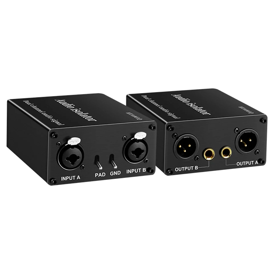 Dual Channel Audio Isolator XLR RCA Passive Balanced Signal Isolator w/ PAD & Ground Lift for Noise Elimination view 6