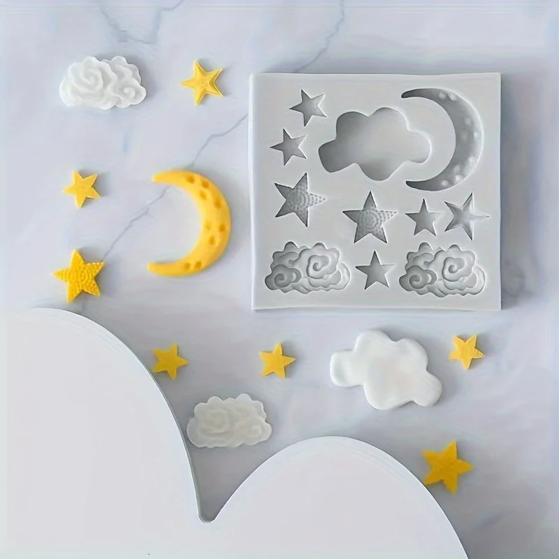 Moon Star Cloud Cake Decoration Mold Silicone Baking Mold - Create Stunning Moon, Star, and Cloud Candy Decorations