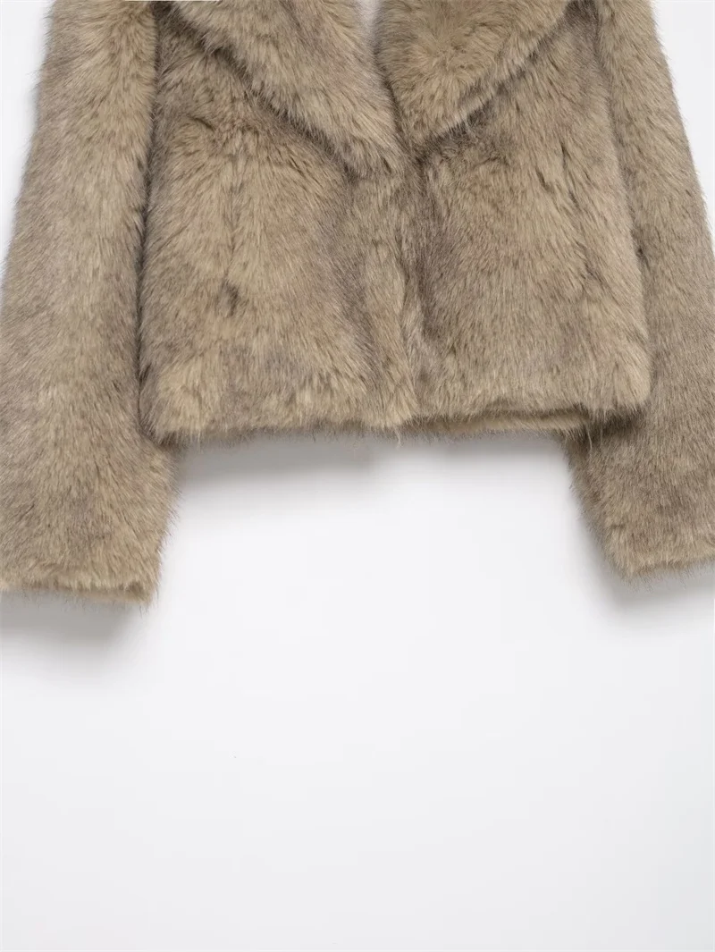سترة نسائية جديدة تأثير الفرو الصناعي معطف قصير الخريف والشتاء أزياء عارضة الدافئة الأعلى