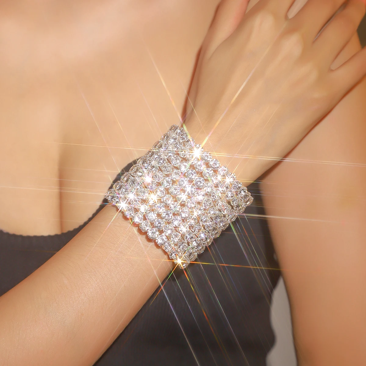 Sparkle Multicolor Rhinestone Stackable Stretch Bracelets for Women Bridal Sparkly Wedding Strand Tennis Bracelet Set