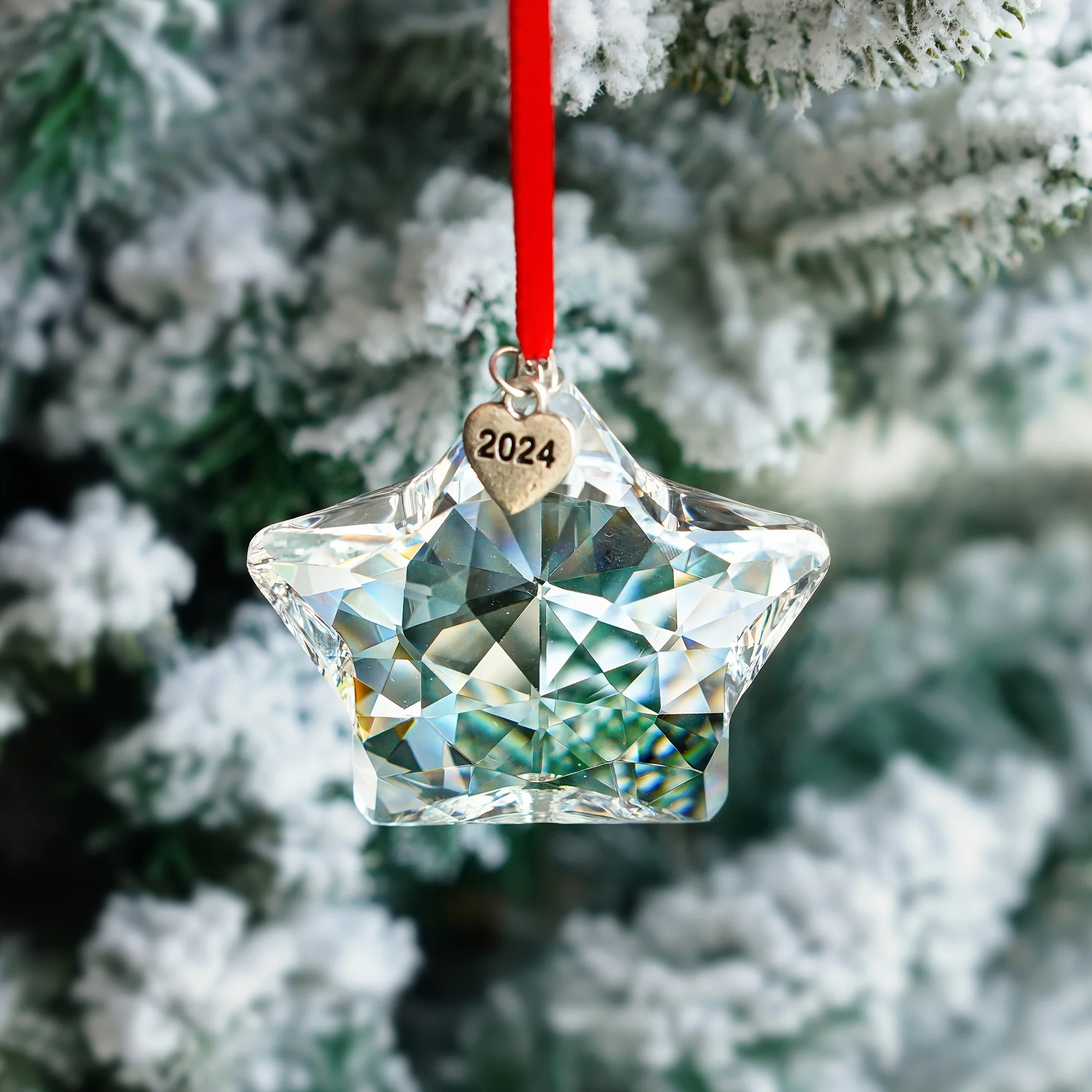 2024 HD Star Light Crystal Pendant - Art Deco Style Christmas Tree Pendant, Hanging Decoration, Elegant Crystal Material,