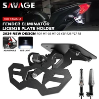 Soporte para matrícula para YAMAHA MT03 MT25 YZF R3 R25 2015-2024, accesorios para motocicleta, soporte trasero, eliminador de guardabarros de luz LED