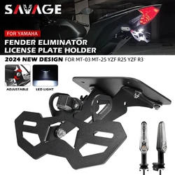 Uchwyt na tablicę rejestracyjną do YAMAHA MT03 MT25 YZF R3 R25 2015-2024 akcesoria motocyklowe uchwyt tylny reflektor LED
