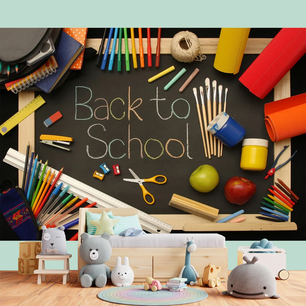 First Day Back To School Photography Backdrop Party Background Preschool Kindergarten Classroom Wall Decor Supplies for Kids