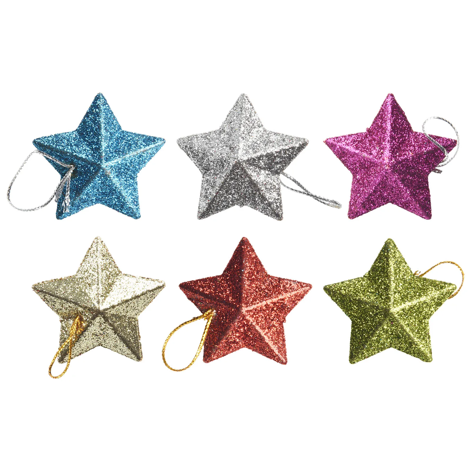 Star Ornament Star Pendants Birthday Party Wedding Valentines Day Silver 6Pcs Approx.5x5cm/1.97x1.97in Colorful