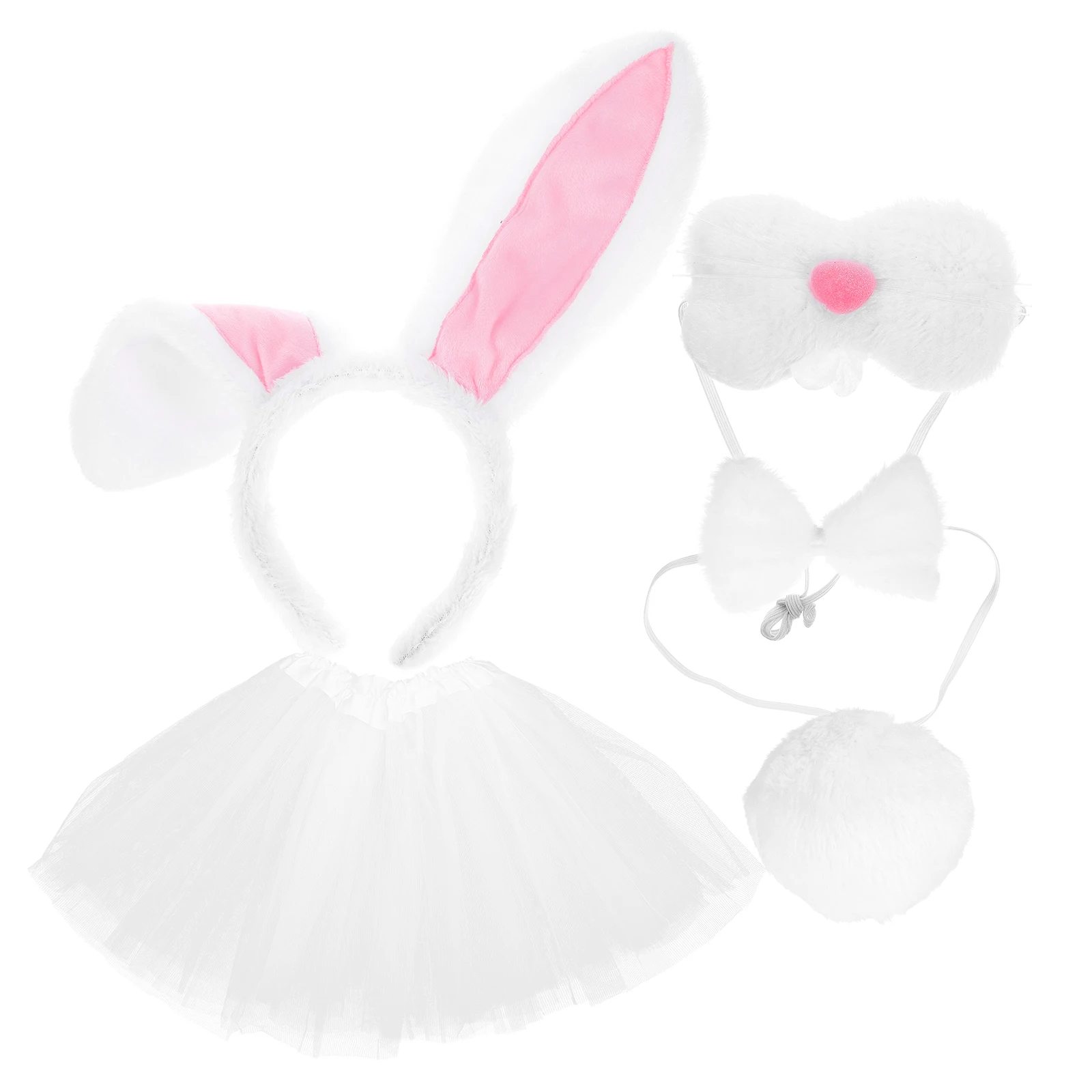 

Rabbit Ears Headb Set Girls Tutu Skirt Easter Costume Props White Gloves Cosplay Animal Dress Up Lightweight Comfortable
