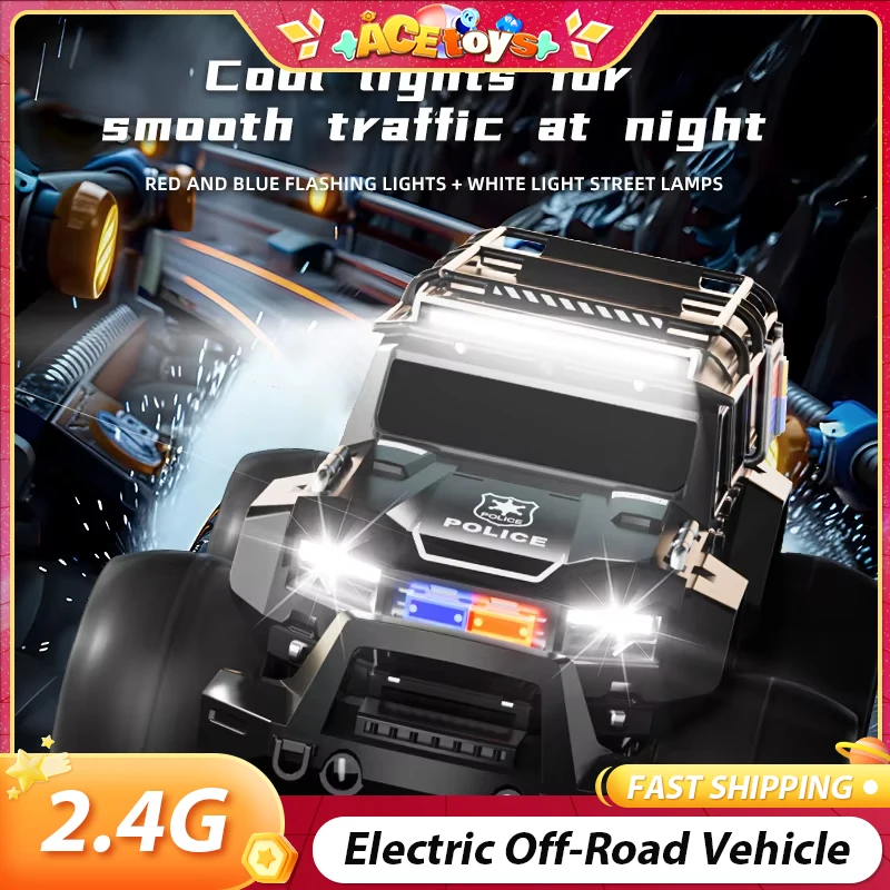 2.4G Remote Control Off-Road Vehicle With Light And Music Anti-Skid ABS Waterproof Safe Stable 4WD Electric Beach Toy
