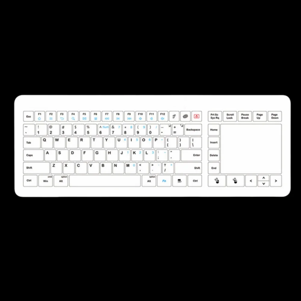 Medical USB Glass Keyboard with Touchpad Waterproof Anti-Bacterial Design for Clinics and Labs