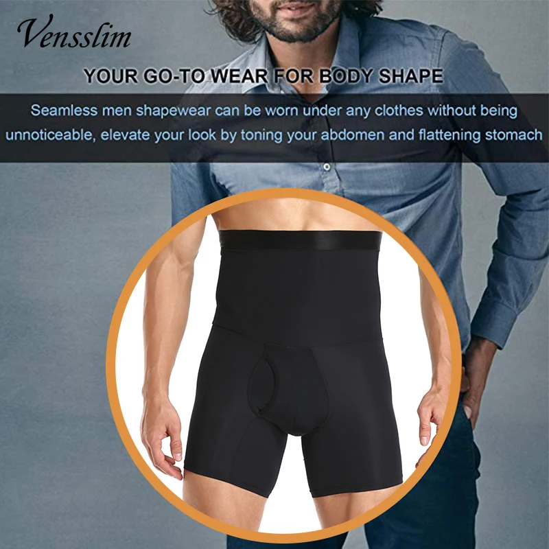 Vensslim Tummy Control Waist Trainer Pant Men Slimming Plus Size Body Shaper Shorts Compression Shapewear Thigh Slimmer Pants