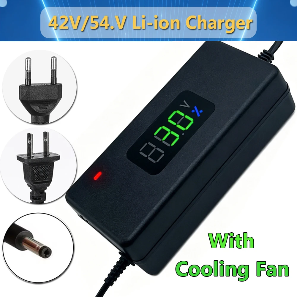 Intelligent Lithium Battery Charger For 42V 2A/54.6V 2A Electric Scooter Power Charger 36V 48V Charger Adapters With LED Display