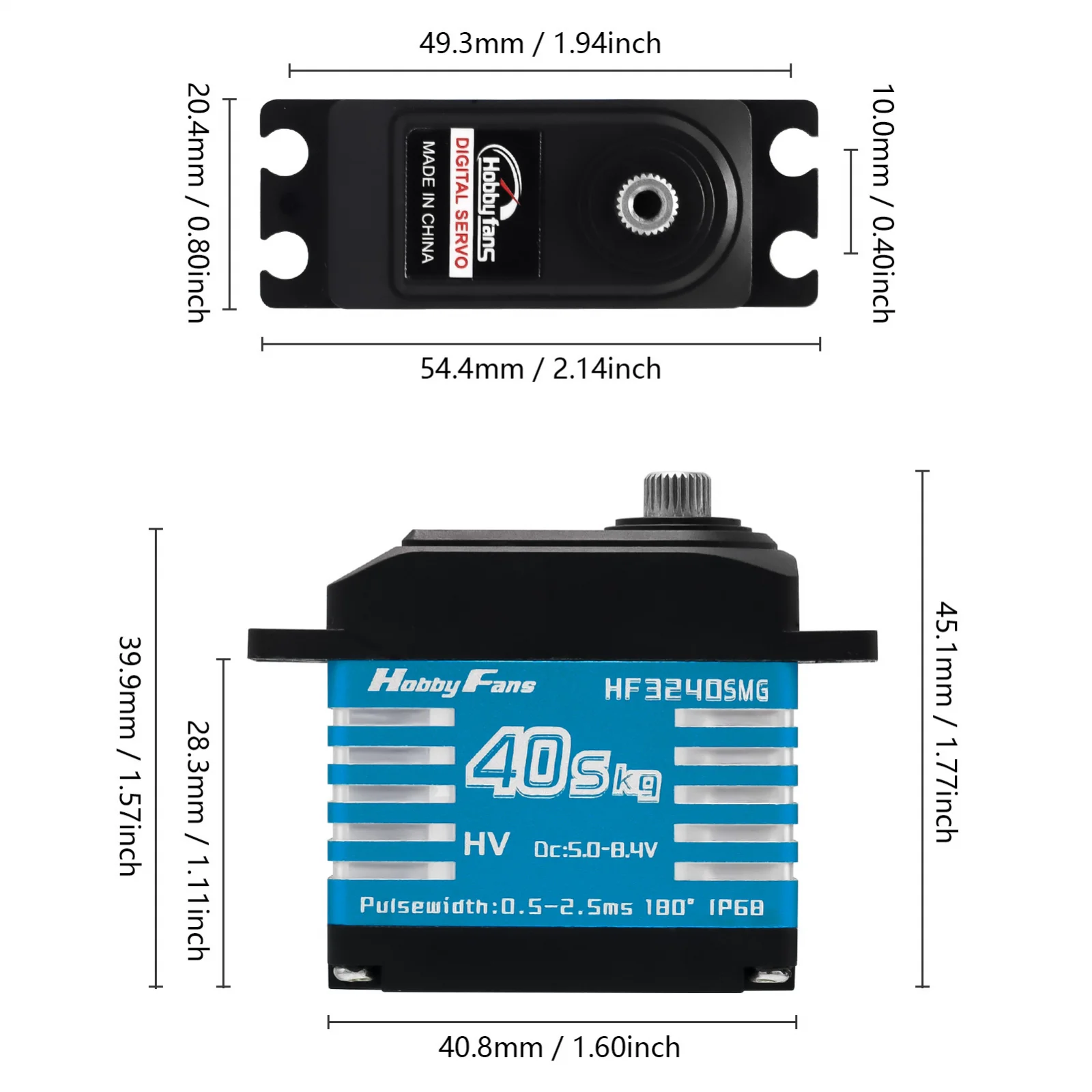 

40KG HF3240SMG Digital Servo Brushless Motor 180 Degrees Angle Controllable Metal Gear IP68 Servos DIY Parts for RC Car Robot