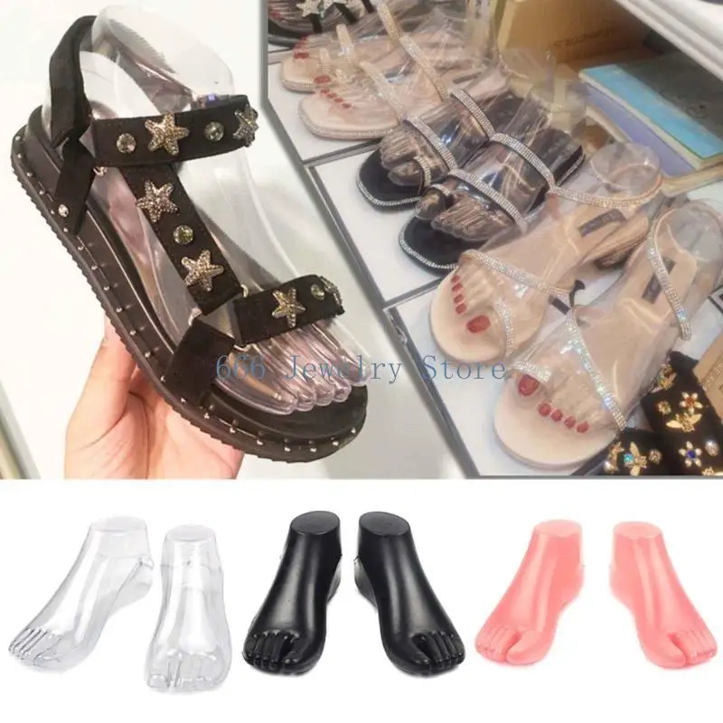 F2TD Plastic Shoe Brace Short Foot Mold Slippers Sandal Brace Boat Socks Mold Handmade Female Model Props Foot Support