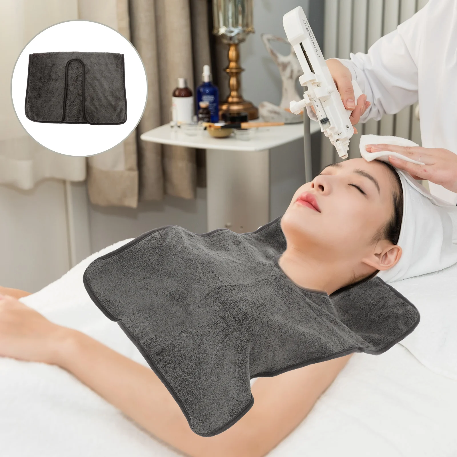 4Pcs Coral Fleece Facial Towels Split Design Soft Esthetician Towels Spa Facial Wrap Professional Esthetician Equipment Dark