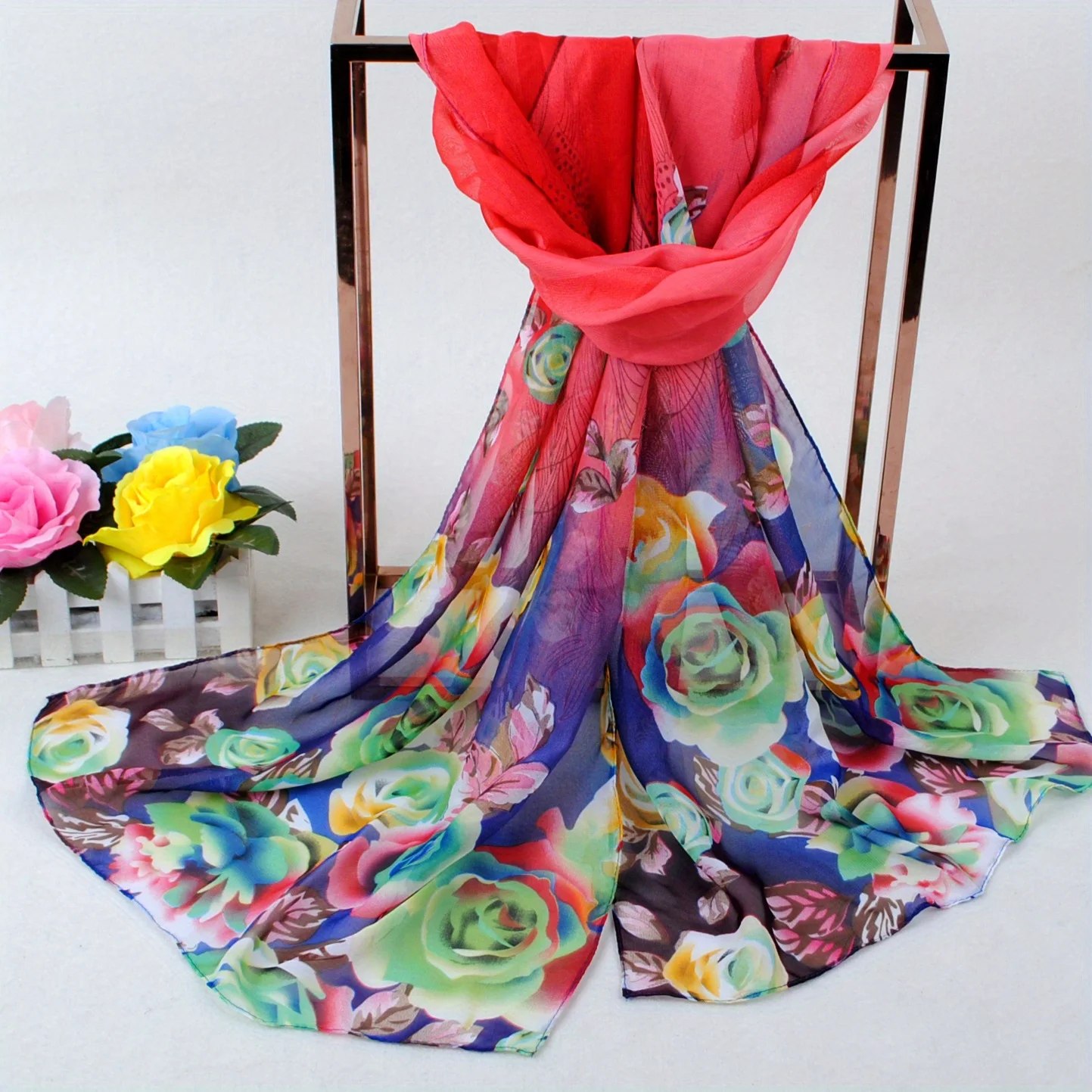 2024 Fashion Printed Floral Chiffon Hijab Scarf Women Pareo Lady Bandanas Beach Towels Summer Muslim Veil Wrap Female Foulard