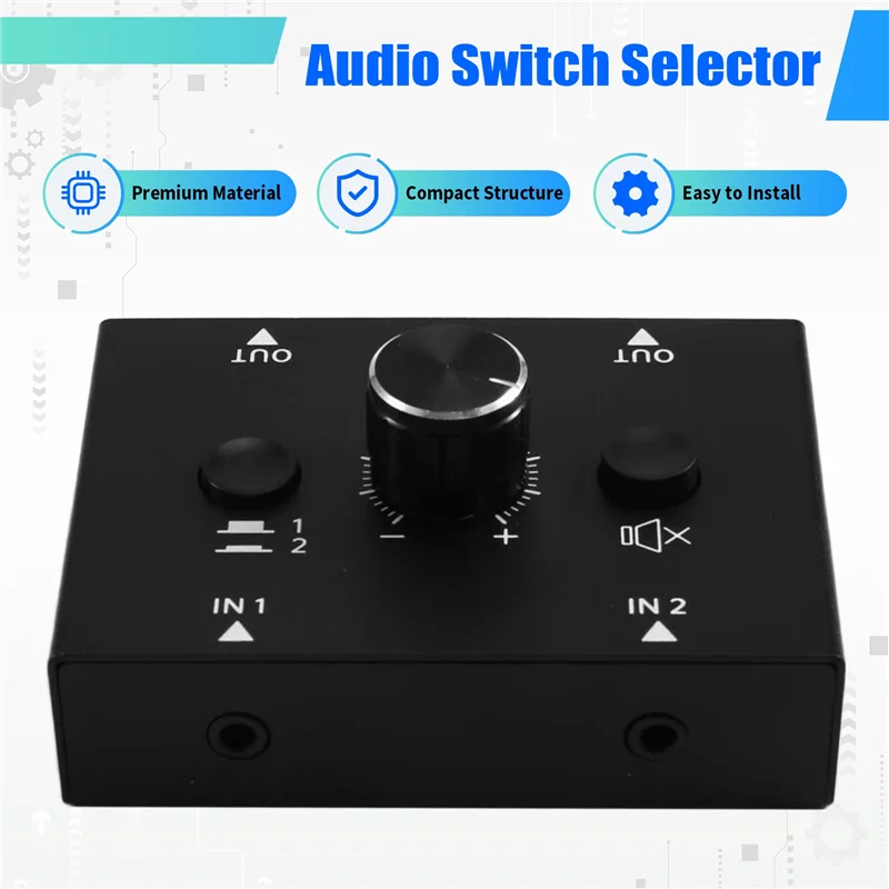 كامل الصوت التبديل الصوت التبديل الفاصل مع 3.5 مللي متر جاك الصوت التبديل 2 المدخلات 1 الناتج التناظرية ستيريو Aux التبديل الصوت سبليت