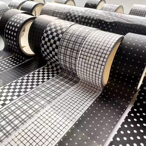 20mm * 5m/roll Ins Black and White Grid Texture Washi Masking Tape Planner Handbook Collage Handmade Scrapbook Basic Materials