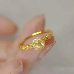 Fashion 14 K Color Four Small Sugar Citrine Zircon Ring for Women Bride Party Luxury Rings Wedding Engagement Fine Jewelry Gifts
